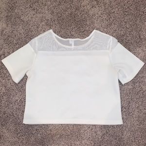 Women’s White Blouse with mesh shoulder